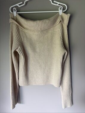 Offline By Aerie Fold Over Off The Shoulder Ribbed Knit Sweater